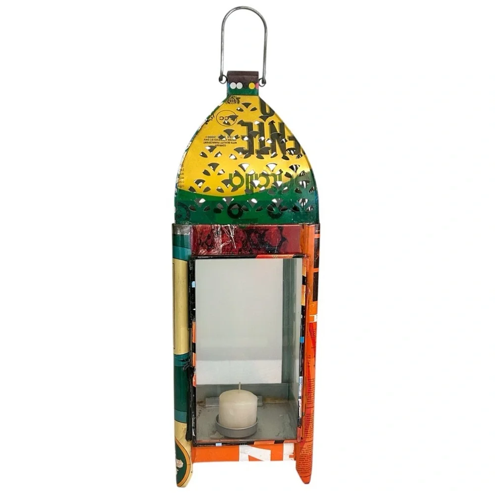 Urban Outfitters Y2K Colorful Upcycled Metal Lantern • Pierced Tin •